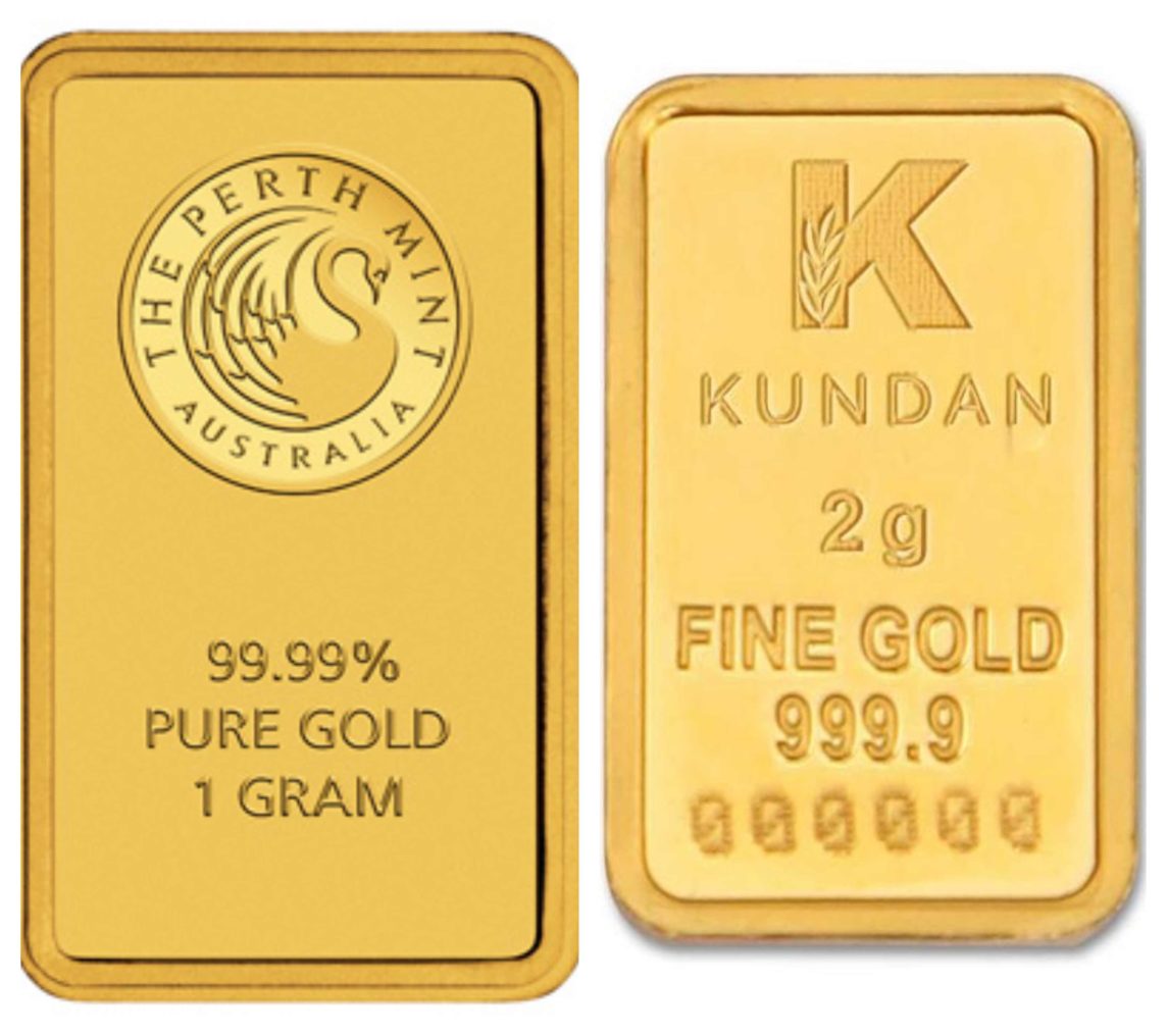 1 & 2 Gram gold bullion Merrion Gold